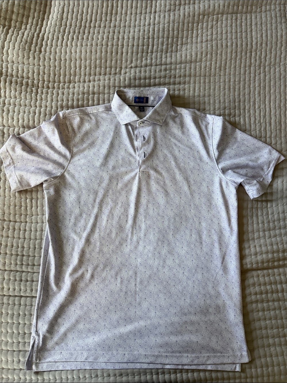 Stitch Golf Men’s White/Pink Micro Dot Polo Shirt